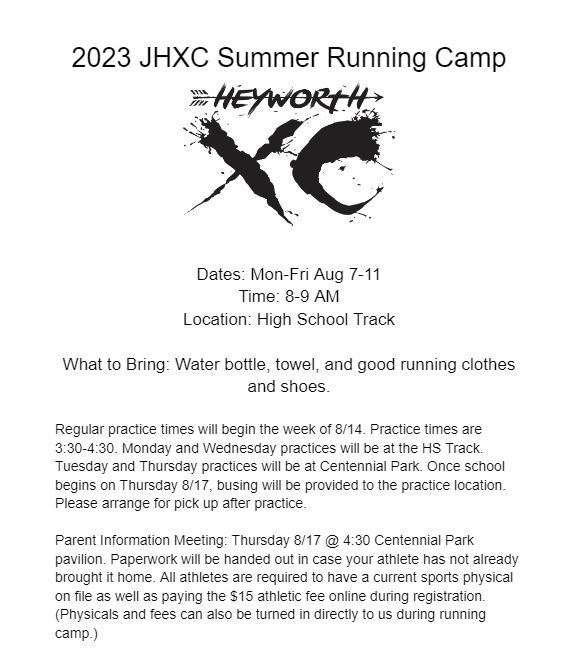 Junior High Cross Country Running Practices