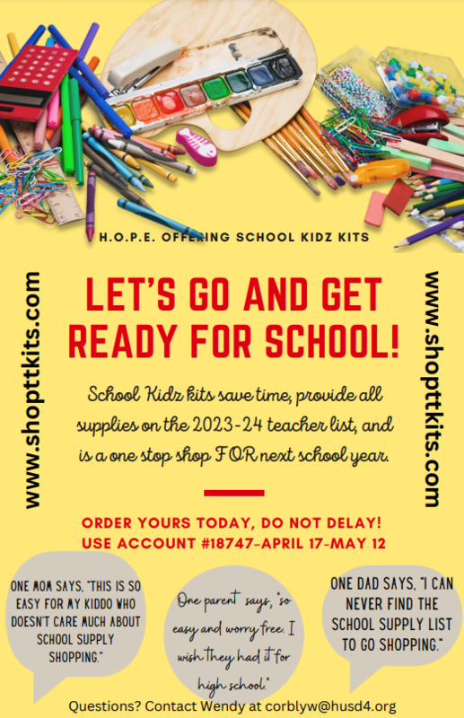 School Kidz Kits Orders Due May 12th! Heyworth CUSD 4